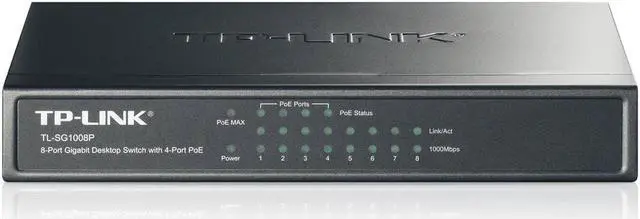 Main image of TP-Link TL-SG1008P 8 port Gigabit Desktop Metal Case with 4 PoE Ports Switch