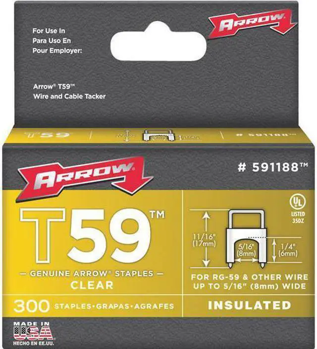 Alt view image 3 of 3 - Arrow Insulated Staple, 5/16x1/4 L, PK300 Black 0.024 x 0.048" Gauge  591188BL