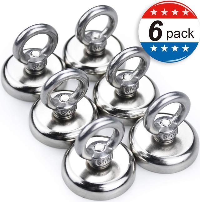 Super Strong Neodymium Fishing Magnets, 85 lbs(38.5 KG) Pulling Force Rare  Earth Magnet with Countersunk Hole Eyebolt Diameter 1.26 inch(32 mm) for  Retrieving in River and Magnetic Fishing - 6 Pack 
