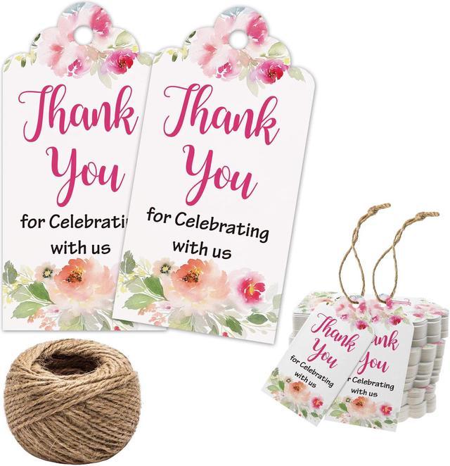 100PCS Thank You for Celebrating with Us Printed Craft Tags