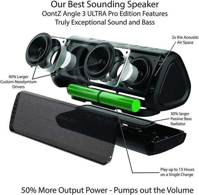Alt view image 2 of 7 - OontZ Angle 3 Ultra PRO Edition: Waterproof Bluetooth Speaker, 21-Watts Louder Volume, Exceptional Sound & Bass, 100ft Wireless Range, Play Two Together for Dual Stereo, Bluetooth Speakers