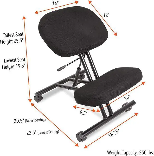 Alt view image 6 of 7 - ProErgo Pneumatic Ergonomic Kneeling Chair | New & Improved! | Fully Adjustable Mobile Office Seating | Improve Posture to Relieve Neck & Back Pain | Easy Assembly | Use in Home, Office, or Classroom!