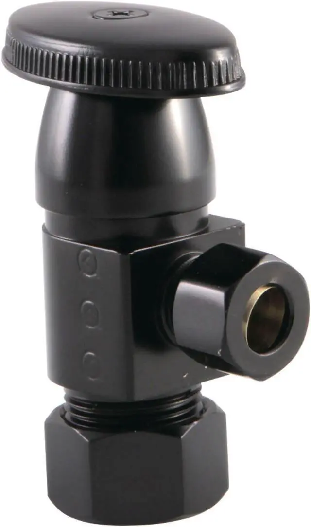 Alt view image 2 of 4 - Kingston Brass CD53300VA Americana 0.62 O.D x 0.37 in. O.D Anti-Seize Deluxe Quarter Turn Ceramic Hardisc Cartridge Angle Stop, Matte Black