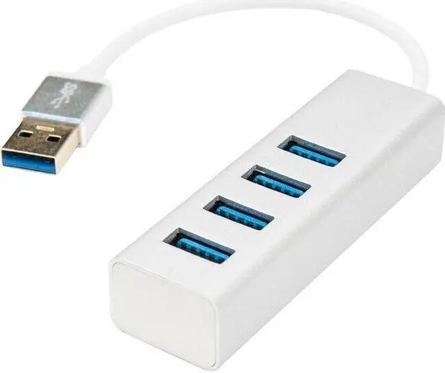 Alt view image 2 of 2 - Rocstor Y10A216-S1 Portable 4 Port SuperSpeed Mini USB 3.0 Hub - Aluminum Silver