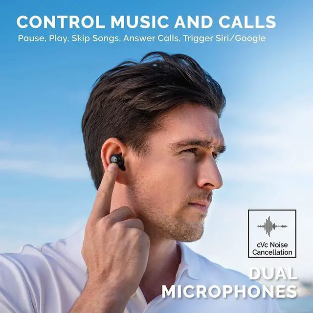 Alt view image 6 of 7 - Back Bay Audio Duet 50 Pro  Sweatproof Wireless Bluetooth Earbuds, 130 Hour Long Battery Life for iPhone, Android, Mini Charging Case, TWS Headphones with Microphone, Gift for Runners