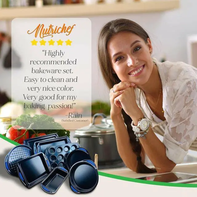 Alt view image 6 of 7 - NutriChef Kitchen Oven Non Stick Blue Diamond Carbon Steel 10 Piece Bakeware Set