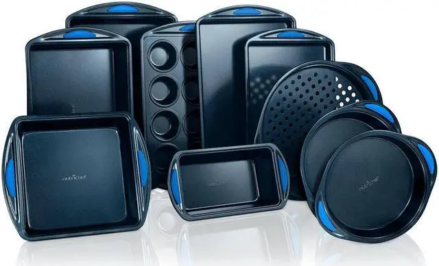 Main image of NutriChef Kitchen Oven Non Stick Blue Diamond Carbon Steel 10 Piece Bakeware Set