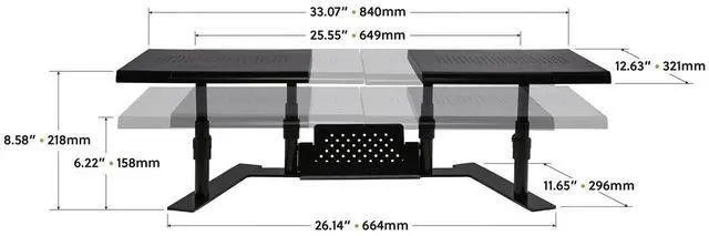 Alt view image 3 of 8 - Allsop 31883 Metal Art ErgoTwin Dual Monitor Stand