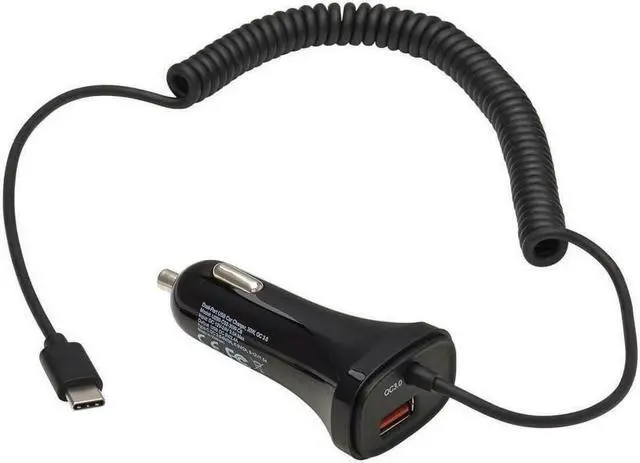 Alt view image 12 of 20 - Tripp Lite U280-C02-30W-C6 Black Dual-Port USB Car Charger with 30W Charging - USB-C (18W) QC 3.0, USB-A (12W), Coiled 6 ft.