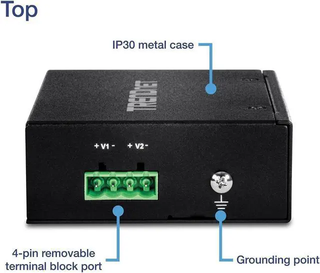 Alt view image 11 of 14 - TRENDnet 5-Port Industrial Fast Ethernet DIN-Rail Switch, TI-E50, 5 x Fast Ethernet Ports, IP50 Rated, Extreme Temperature Operating Range, 1Gbps Switching Capacity, Lifetime Protection
