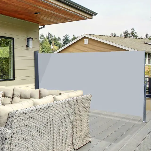 Alt view image 6 of 7 - Outdoor Side Pull Shed Canopy Partition Windshield Cafe Patio Awning