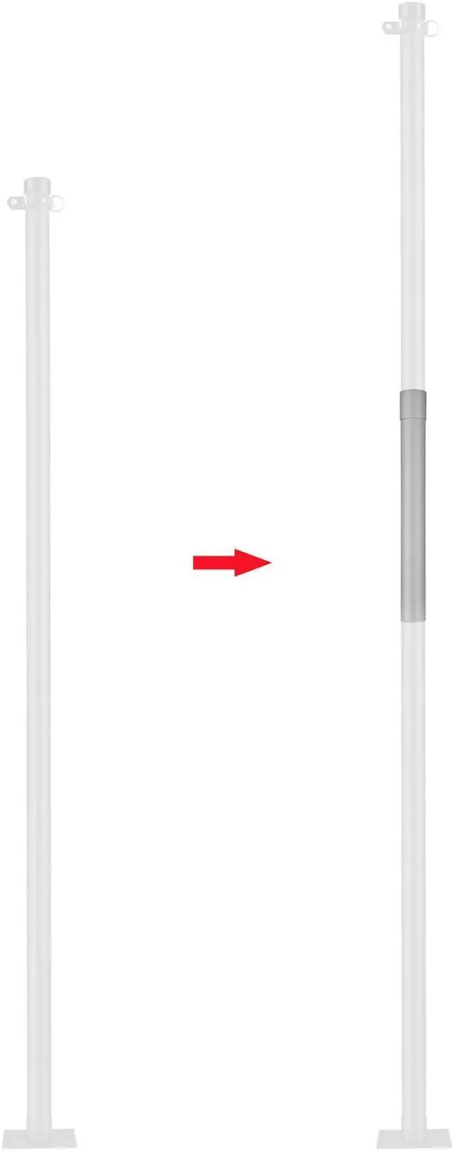 Alt view image 6 of 14 - Yescom Sun Shade Sail Extension Pole 2Ft Powder Coated Steel Replacement Pole Stand Steel Yard Sliver
