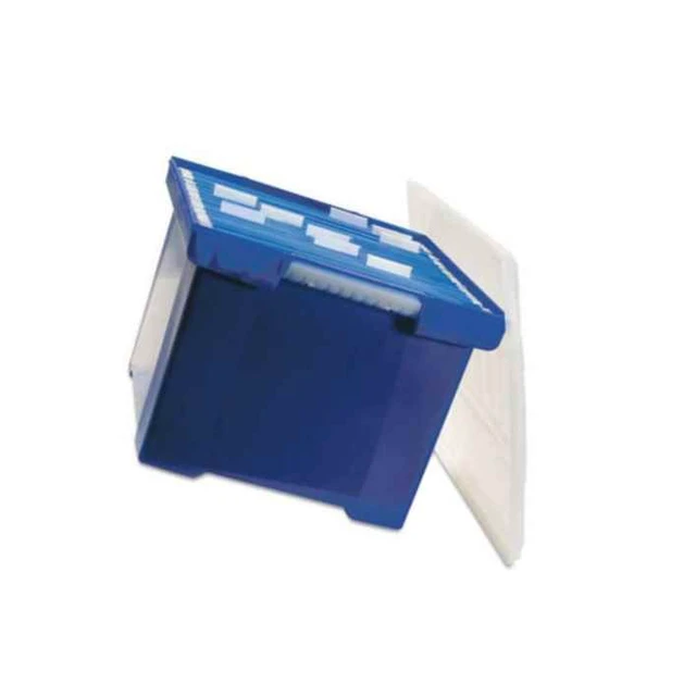 Alt view image 6 of 11 - Storex Industries Corporation 61554U01C Plastic File Tote Storage Box, Letter/Legal, Snap-On Lid, Blue/Clear