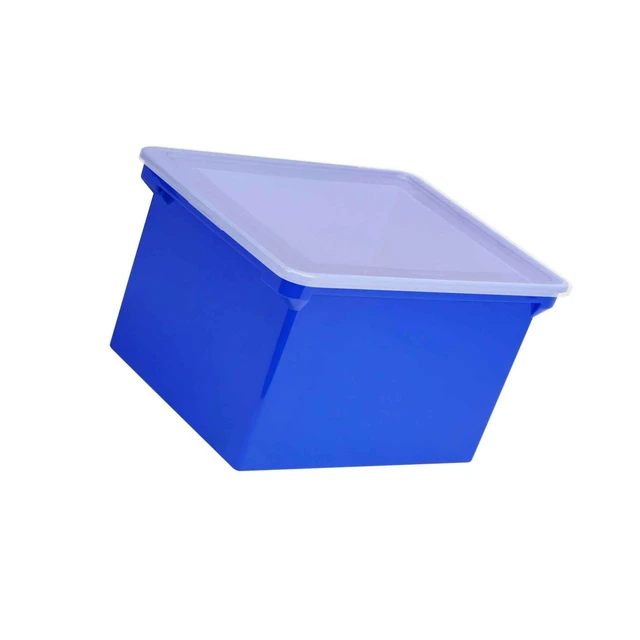 Alt view image 7 of 11 - Storex Industries Corporation 61554U01C Plastic File Tote Storage Box, Letter/Legal, Snap-On Lid, Blue/Clear