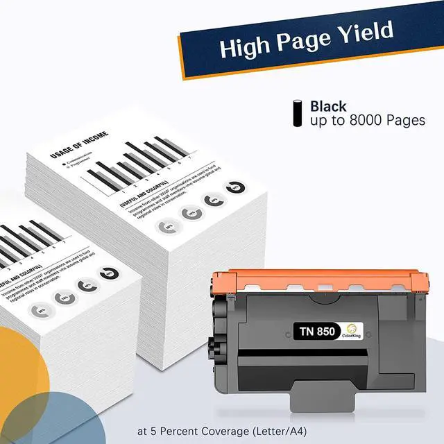 Alt view image 2 of 7 - Compatible Toner Cartridge Replacement For Brother Tn850 Tn 850 Tn-850 Tn820 Tn 820 Tn-820 For Brother Hl-L6200Dw Hll6200Dw Mfc-L5900Dw Mfc-L5700Dw Hl-L5200Dw M..