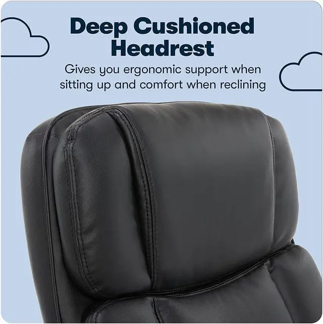 Alt view image 7 of 7 - New Serta Big & Tall Executive Office Chair High Back All Day Comfort Ergonomic Lumbar Support, Bonded Leather, Black