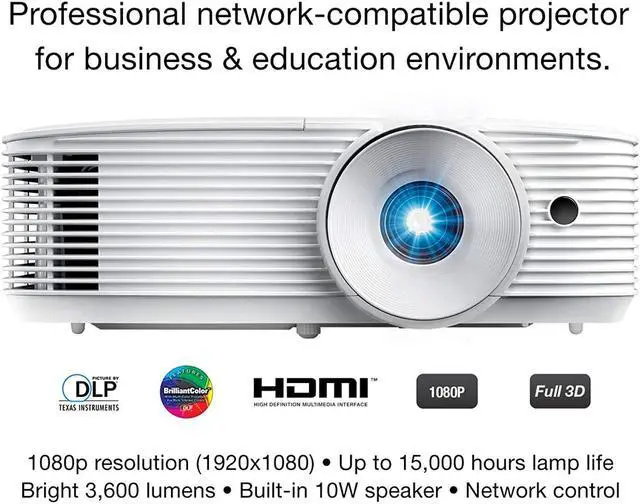 Alt view image 3 of 8 - Optoma EH335 1080p DLP Professional Projector | Bright 3,600 Lumens | Business Presentations & Classrooms | Network Control | Up to 15,000-Hr Lamp Life | Speaker Built in | Portable Size