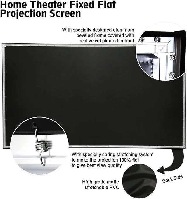 Alt view image 9 of 19 - Pyle PRJTPFL102 100 in. Home Theater Fixed Flat Projection Screen
