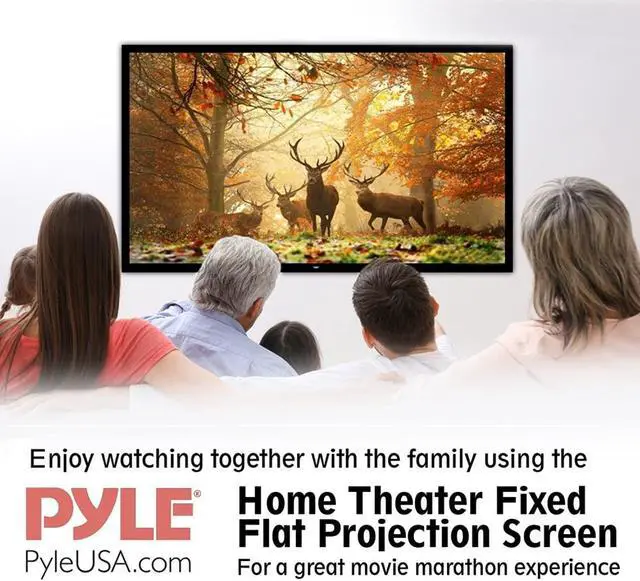 Alt view image 12 of 19 - Pyle PRJTPFL102 100 in. Home Theater Fixed Flat Projection Screen