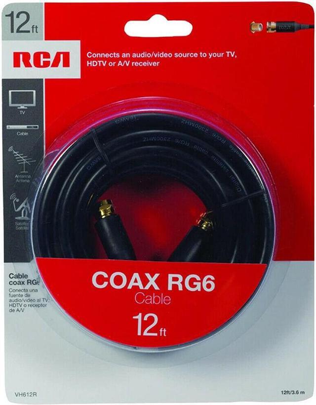 Alt view image 3 of 4 - RCA 12ft. Black RG6 Coaxial Cable