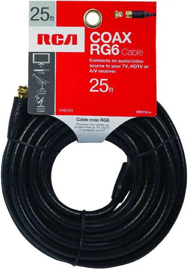 Alt view image 3 of 4 - RCA 25ft. Black RG6 Coaxial Cable