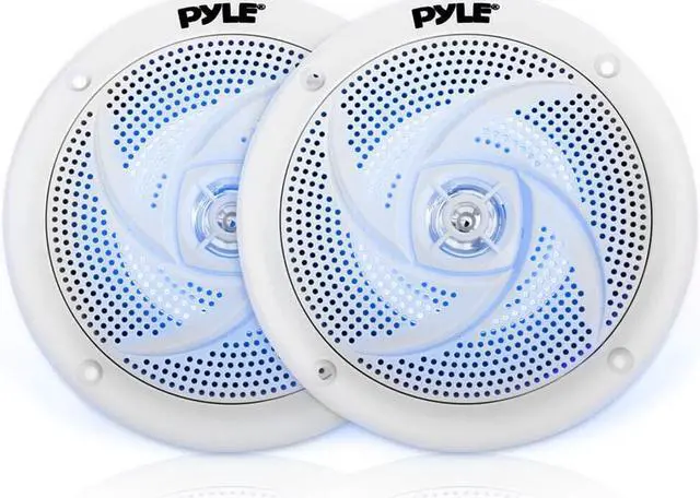 Alt view image 2 of 18 - Pyle PLMRS53WL 5.25 in. Waterproof Rated Marine Speakers with LED lights, White - 180 Watt