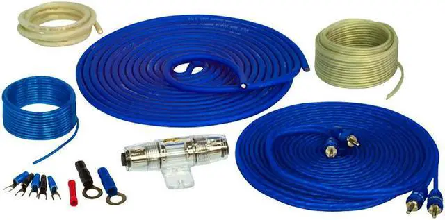 Alt view image 7 of 13 - Stinger SS600XS 8 gal Copper 600 watts Amp Kit with Blue Twisted RCA Wire