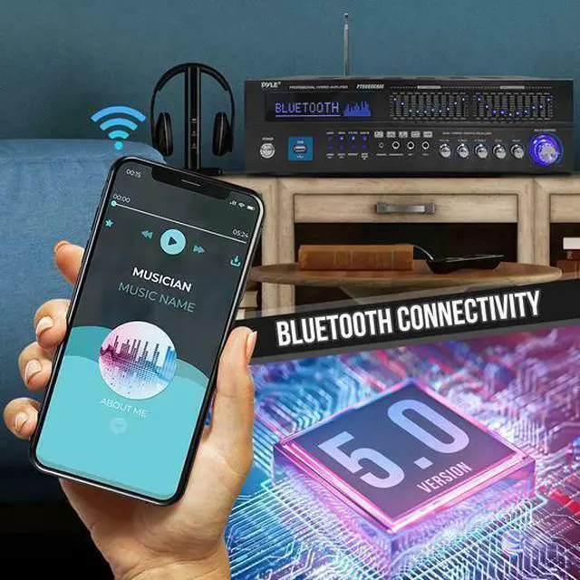 Alt view image 11 of 20 - FCH 6-Channel Bluetooth Hybrid Home Amplifier,2000W Home Audio Rack Mount Stereo Power Amplifier Receiver w/Radio, USB/AUX/RCA/Mic, Optical/Coaxial, AC-3, DVD Inputs, Dual 10 Band EQ