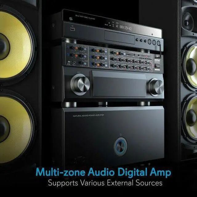 Alt view image 12 of 14 - 12-Channel Wireless Bluetooth Power Amplifier - 6000W Rack Mount Multi Zone Sound Mixer Audio Home Stereo Receiver Box System w/RCA, USB, AUX - for Speaker, PA, Theater, Studio/Stage - Pyle PT12050CH