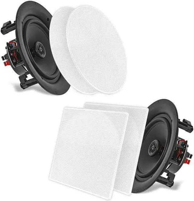 Alt view image 2 of 15 - 8.0-in In-Wall / In-Ceiling Dual Stereo Speakers, 250 Watt, 2-Way, Flush Mount, White