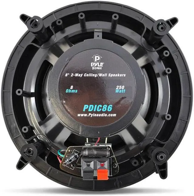 Alt view image 3 of 15 - 8.0-in In-Wall / In-Ceiling Dual Stereo Speakers, 250 Watt, 2-Way, Flush Mount, White