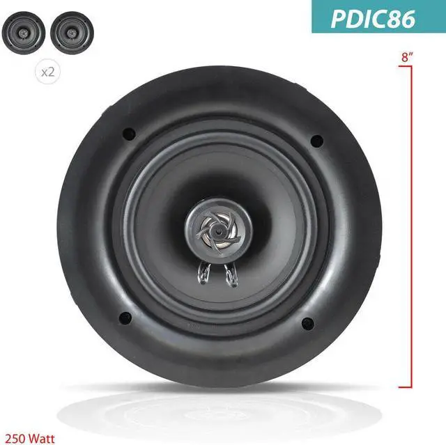 Alt view image 5 of 15 - 8.0-in In-Wall / In-Ceiling Dual Stereo Speakers, 250 Watt, 2-Way, Flush Mount, White