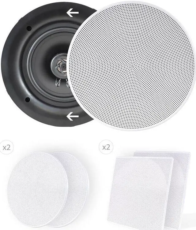 Alt view image 6 of 15 - 8.0-in In-Wall / In-Ceiling Dual Stereo Speakers, 250 Watt, 2-Way, Flush Mount, White