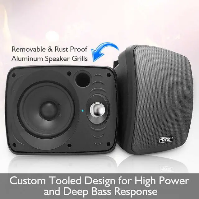 Alt view image 6 of 16 - Pyle Home PDWR64BTB Indoor-Outdoor 800 watt Bluetooth Speaker System, Black - 6.5 in.
