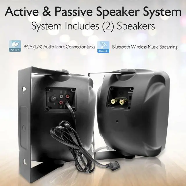 Alt view image 5 of 16 - Pyle Home PDWR64BTB Indoor-Outdoor 800 watt Bluetooth Speaker System, Black - 6.5 in.