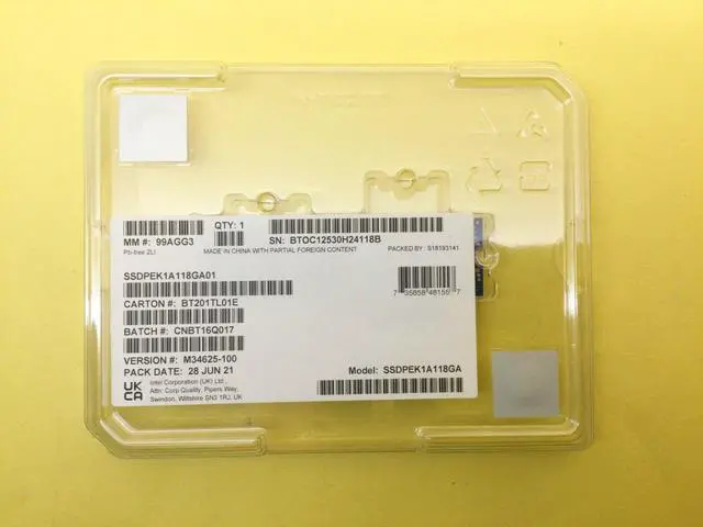 Alt view image 2 of 3 - Intel Optane SSD P1600X SSDPEK1A118GA01 M.2 2280 118GB PCIe 3.0 x4, NVMe 3D XPoint Enterprise Solid State Disk