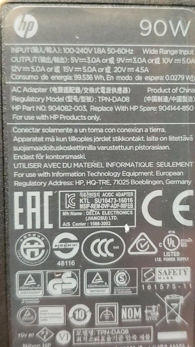 Alt view image 4 of 7 - Original HP 90W USB-C AC Adapter For Select Spectre x360 Laptop PC- 904144-850