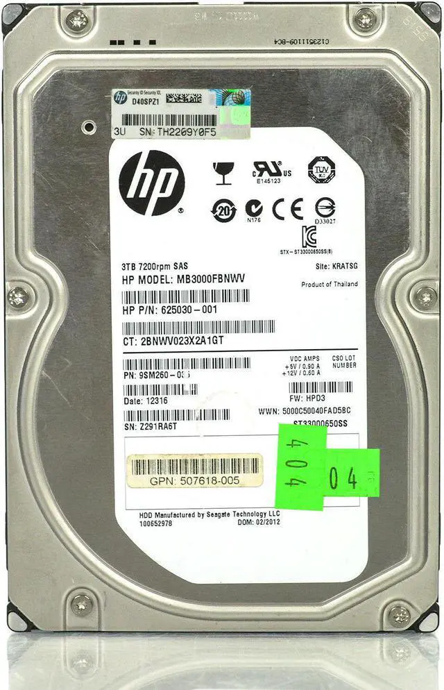 Alt view image 6 of 14 - HP 625030-001 3Tb 7200Rpm 3.5Inch Sas 6Gbits Lff Dual Port Midline Hot Plug Hard Disk Drive With Tray
