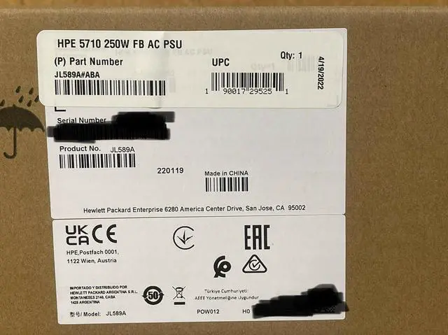 Alt view image 2 of 3 - HPE FlexFabric 5710 250W Front-to-Back AC Power Supply JL589A JL589A#ABA FB