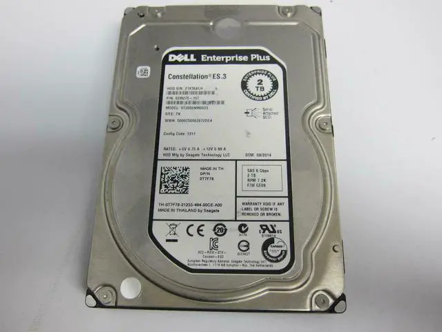 Alt view image 2 of 6 - T7F78 2TB 7200RPM SAS 3.5Inch Dell Hard Drive