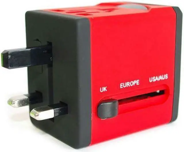 Main image of Rainbow Series Worldwide Travel Power Adapter with 2 USB ports (5V / 2.1A) Red
