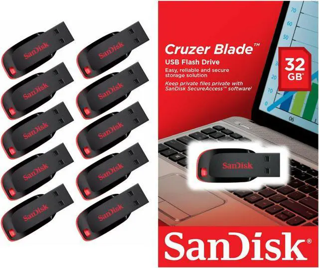 Alt view image 2 of 5 - Lot 10 x SanDisk 32GB Cruzer Blade USB Thumb Pen Flash Drive Memory Stick SDCZ50