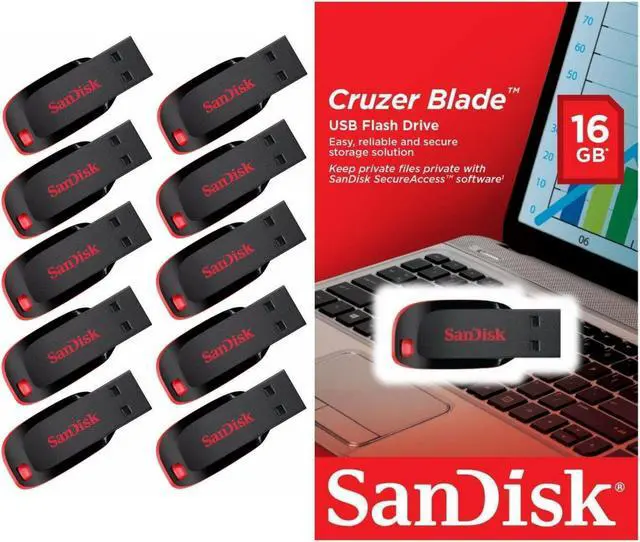 Alt view image 2 of 3 - Lot 10 x SanDisk 16GB Cruzer Blade USB Thumb Pen Flash Drive Memory Stick SDCZ50