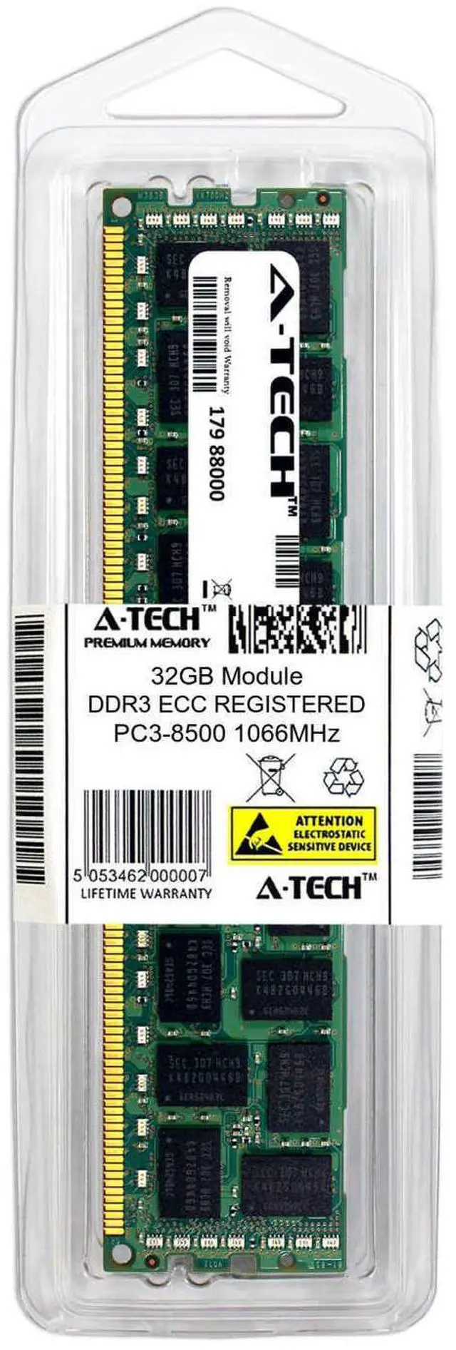 Alt view image 2 of 2 - 32GB DDR3 PC3-8500R 1066MHz RDIMM (IBM 78P1539 Equivalent) Server Memory RAM