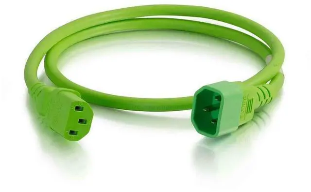 Alt view image 7 of 13 - C2G 17537 14 AWG Power Cord - C14 to C13, Green (3 Feet, 0.91 Meters)