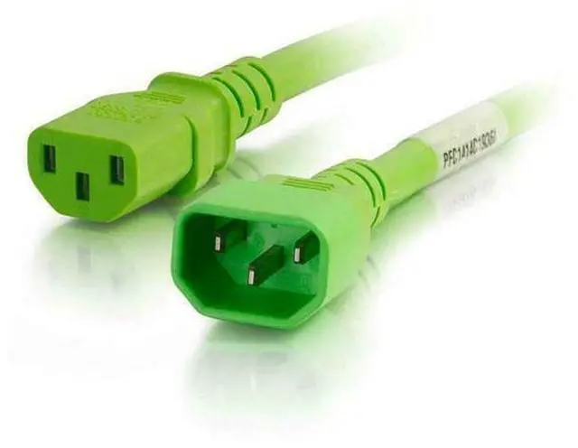 Alt view image 8 of 13 - C2G 17537 14 AWG Power Cord - C14 to C13, Green (3 Feet, 0.91 Meters)