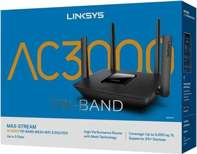 Alt view image 6 of 6 - Linksys MR9000 Max-Stream AC3000 Tri-Band Mesh WiFi 5 Router