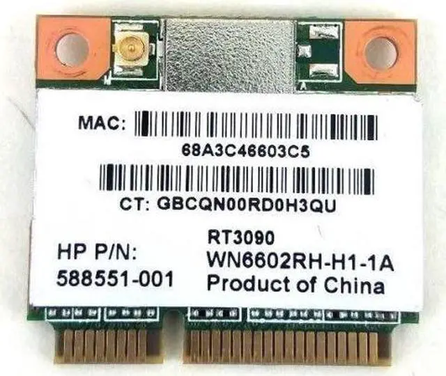 Alt view image 6 of 6 - HP 588551-001 Lan Card Trembler  Half Mini Card 802.11B By G By N 1 X 1