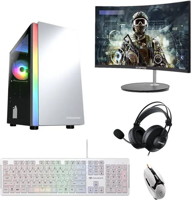 Main image of Cougar Battleship Gaming Desktop | i3-12100F | 16GB | RTX 3060 12GB | 1TB NVME | Cougar Monitor Bundle WiFi Built-In