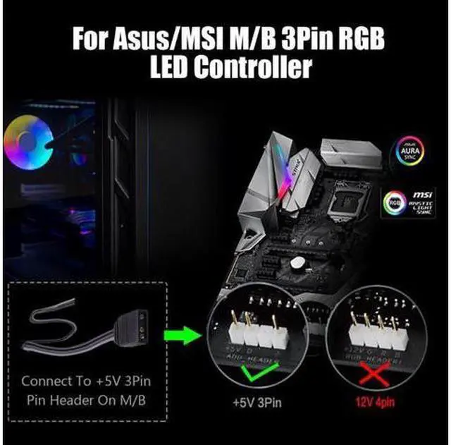 Alt view image 3 of 5 - RGB Fan Controller For ASUS AURA 5V 3 Pin RGB Hub SYNC Splitter 3Pin Header Motherboard Fan Magic Synchronous Fan Controller PC